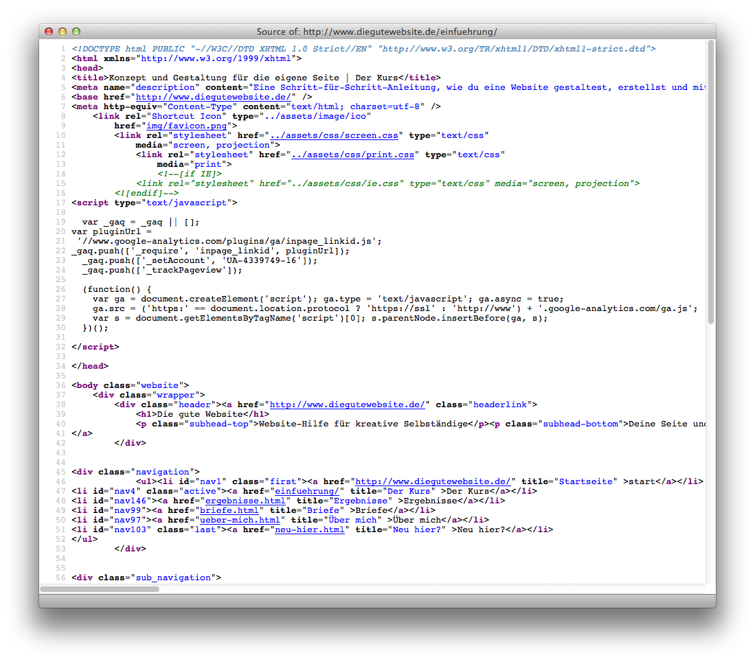 Ein Beispiel von einem HTML-Dokument