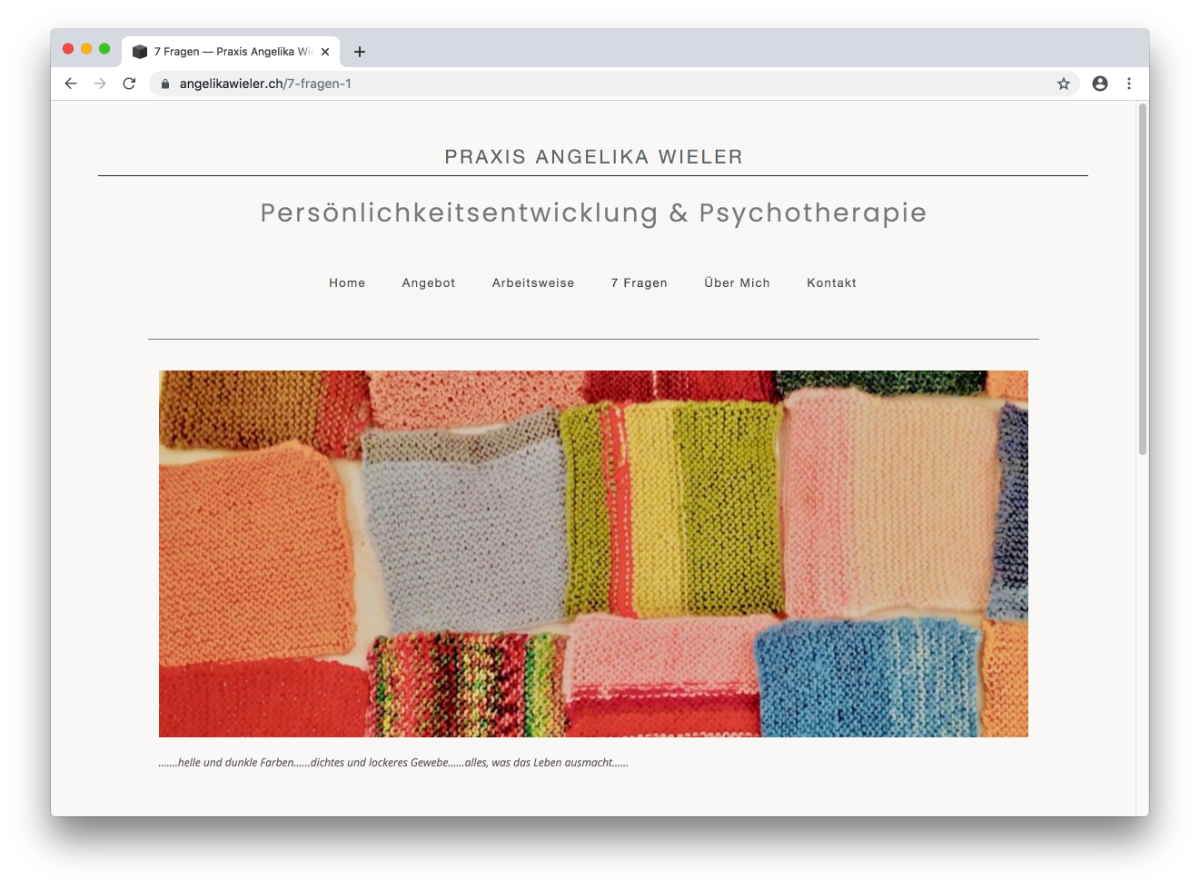 Screenshot von Angelika Wielers Website