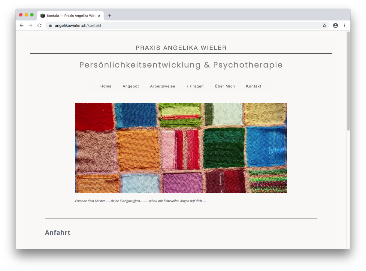 Screenshot von Angelika Wielers Website