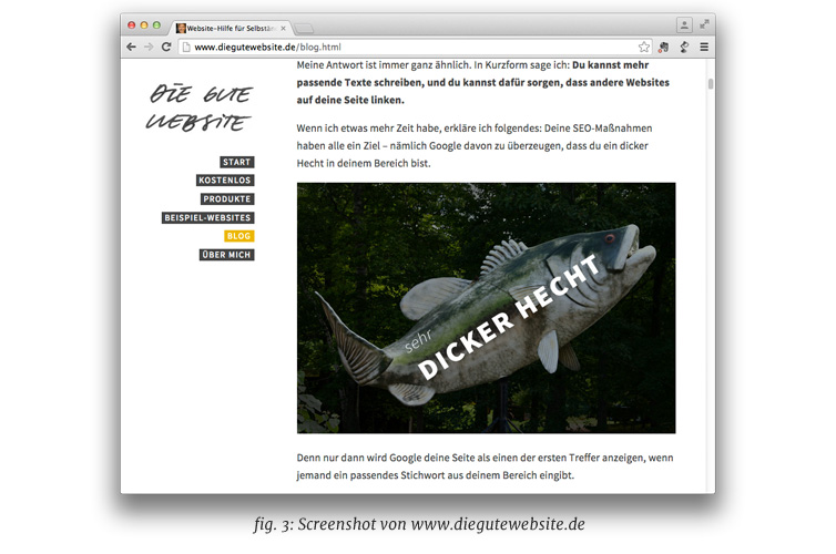 Screenshot eines Blog-Artikels