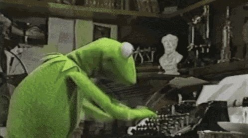 Gif von Kermit dem Frosch, wild tippend