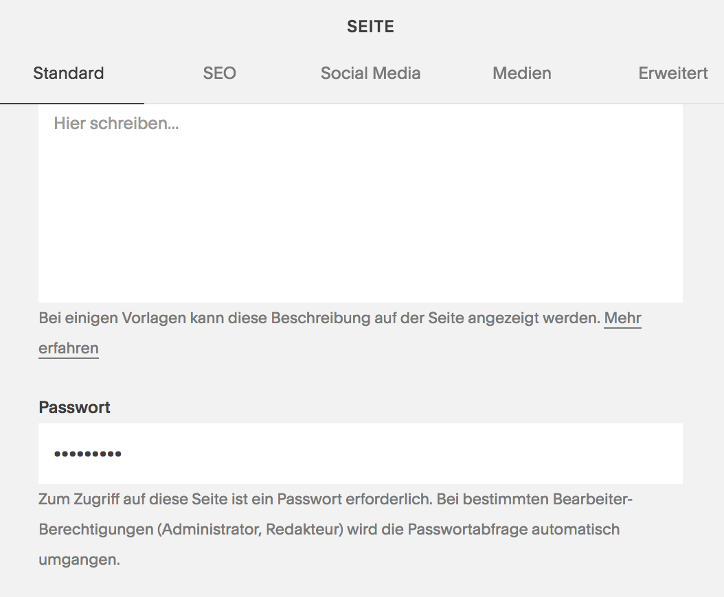 So verschlüsselst du eine Unterseite in Squarespace mit einem Passwort