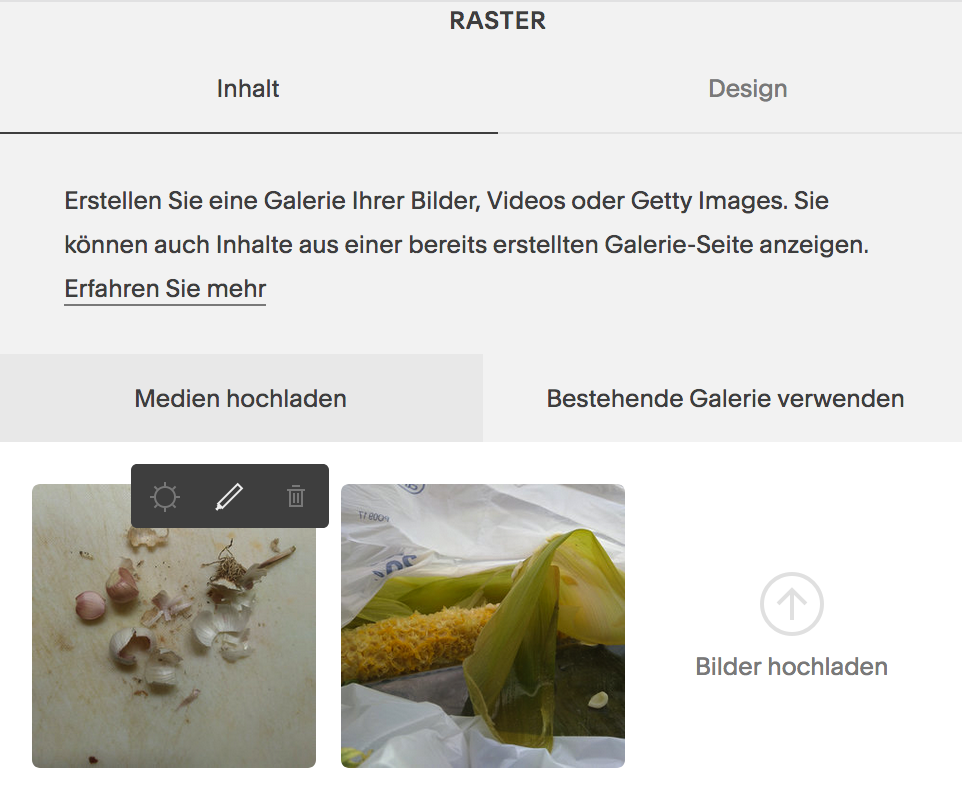 So kommst du zum Bild Editor in Squarespace