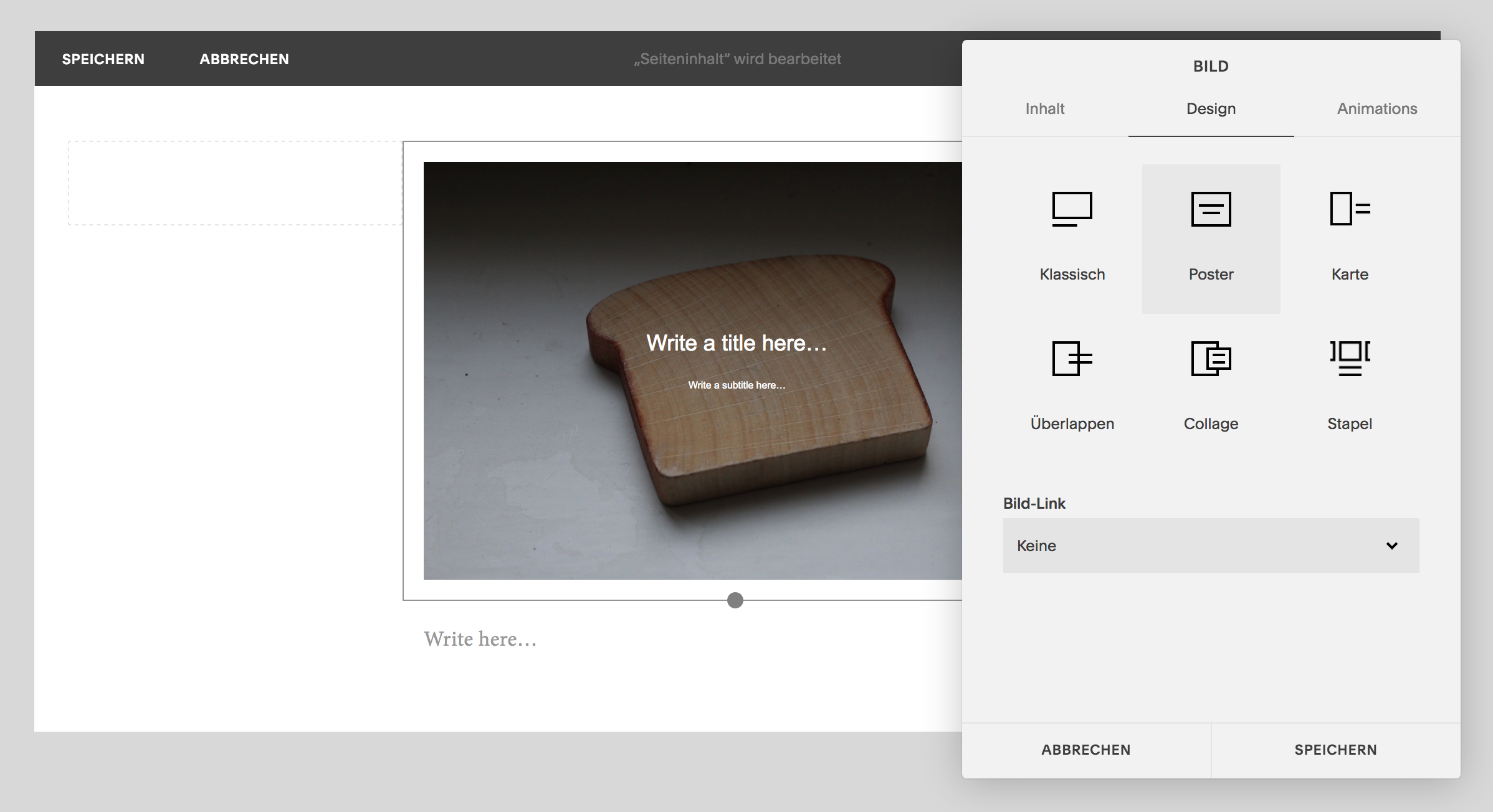 So setzt du Text auf Bilder in Squarespace – erster Schritt